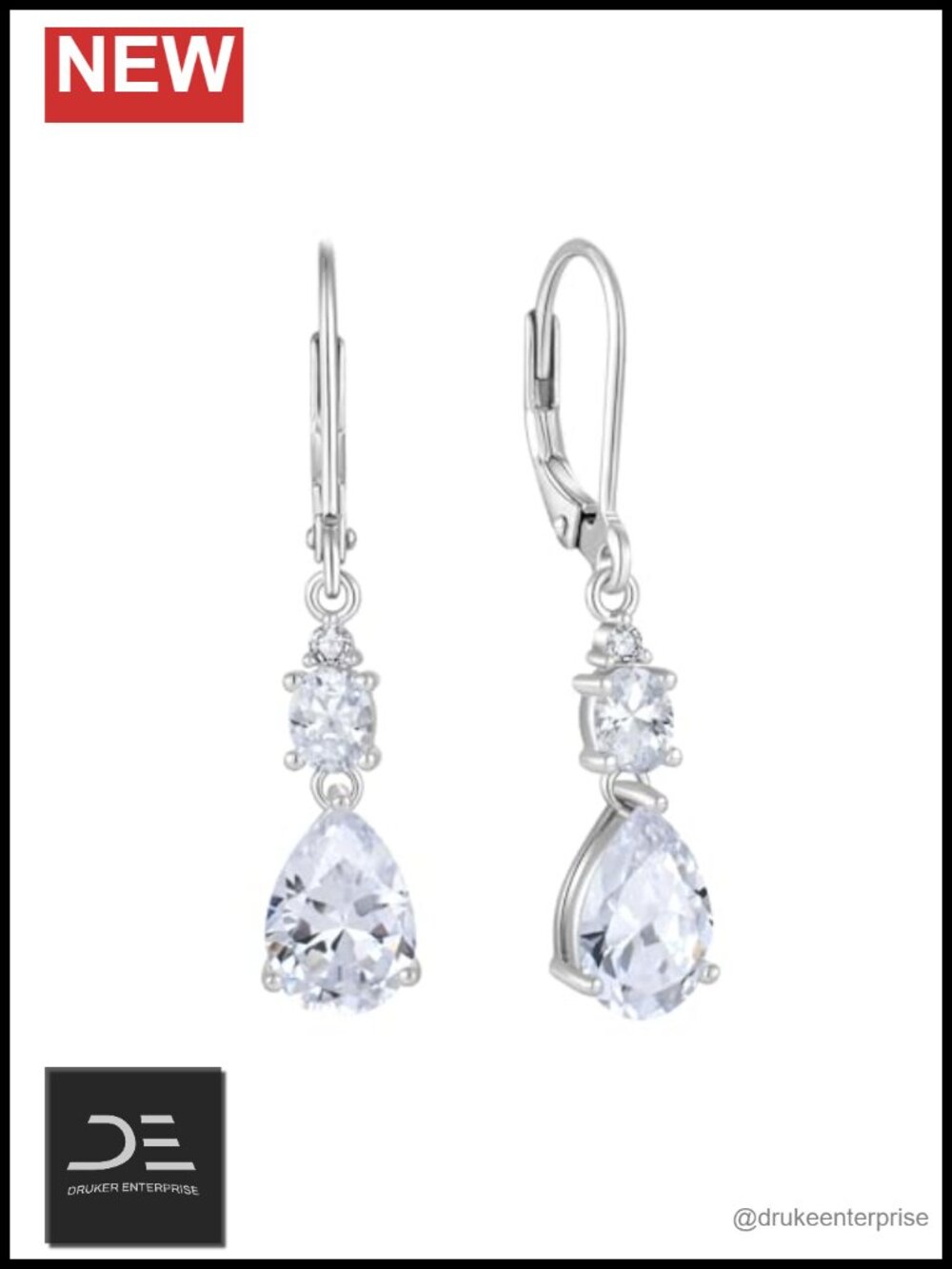 925 Sterling Silver Teardrop Leverback Dangle Drop Earrings Women's Jewelry